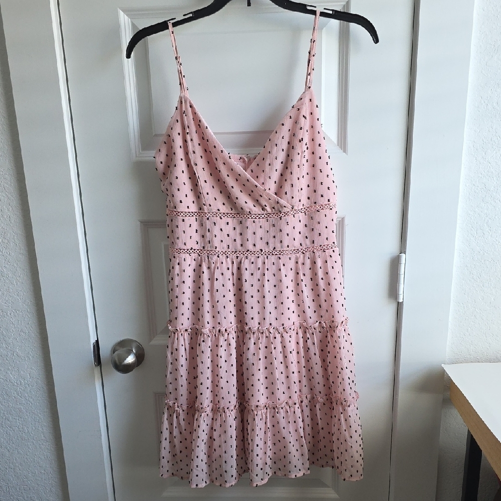 Pink Polka Dot Women's Dress Medium G191